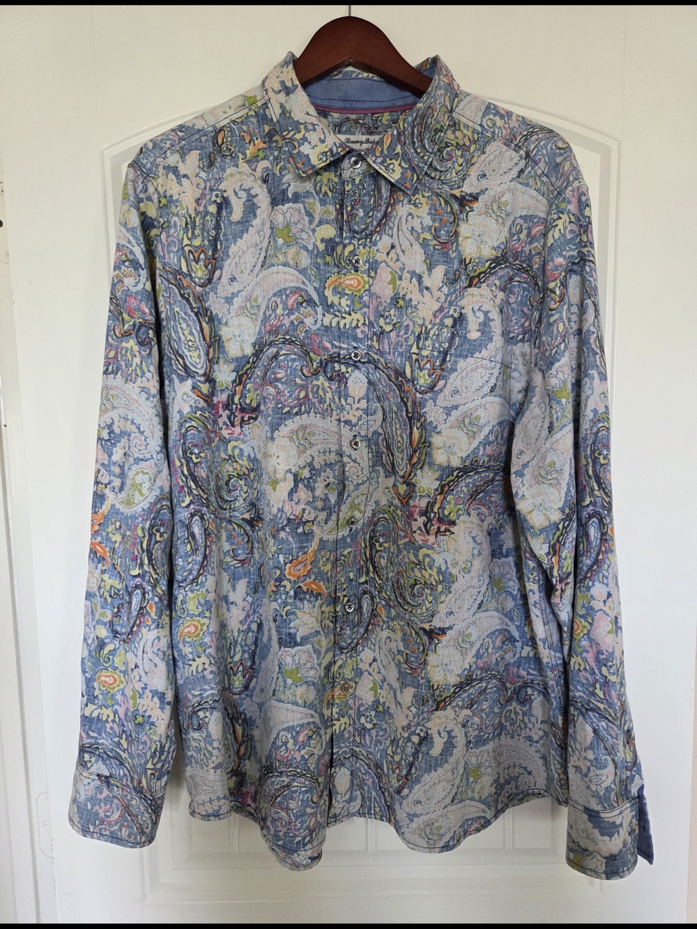 Tommy Bahama Light Blue Paisley Button-Down Shirt with Multicolor Accents